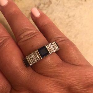 Judith Ripka blue sapphire sterling silver ring